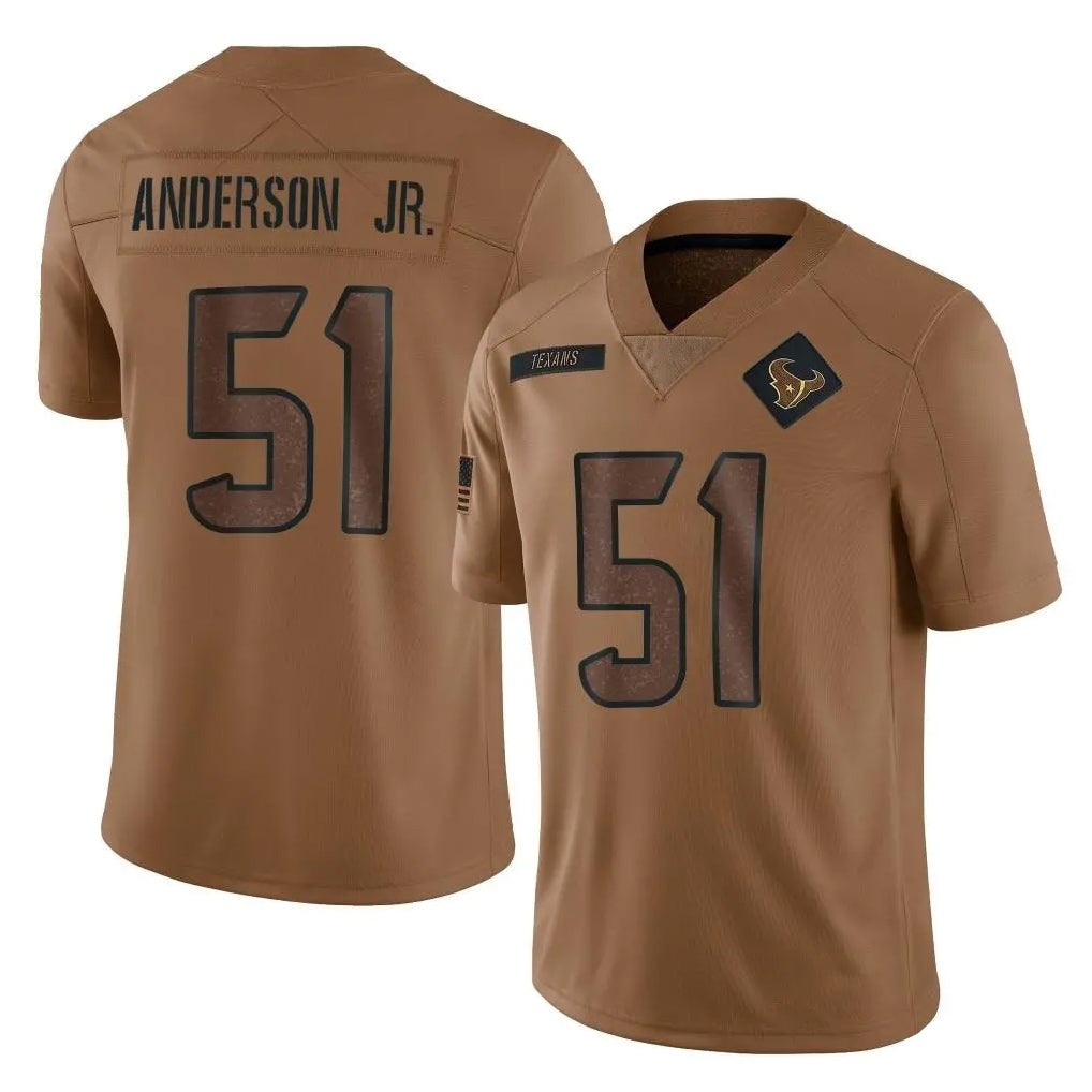 Seanshop H.Texans #51 Will Anderson Jr. Player Brown Salute To Service Limited Stitched Jerseys