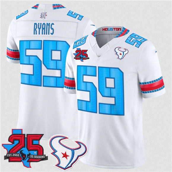 H.Texans #59 DeMeco Ryans White 2026 F.U.S.E. Rivalries Collection With 25th Anniversary Patch Limited Football Stitched Jersey
