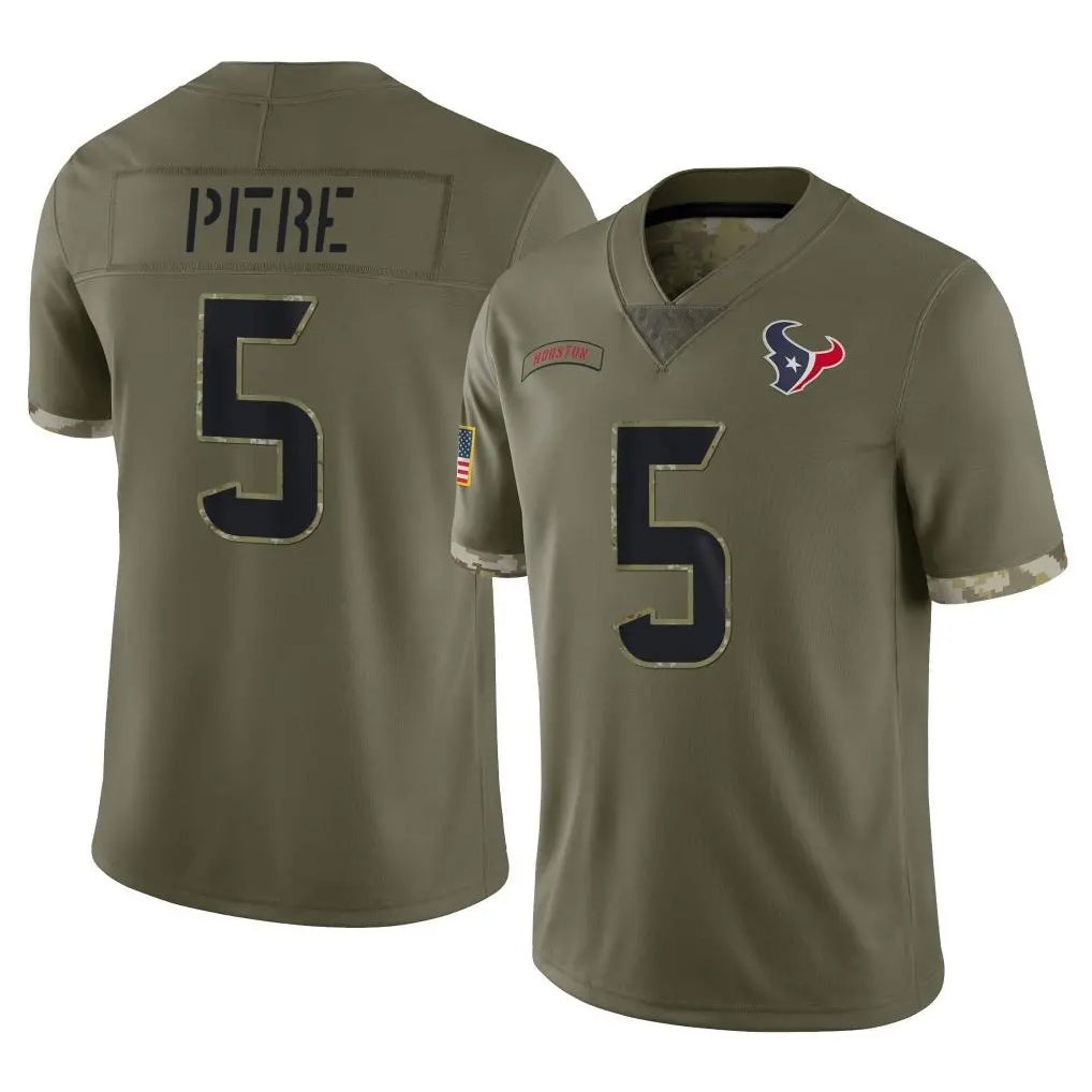 Seanshop H.Texans #5 Jalen Pitre Player Olive Salute To Service Limited Stitched Jerseys