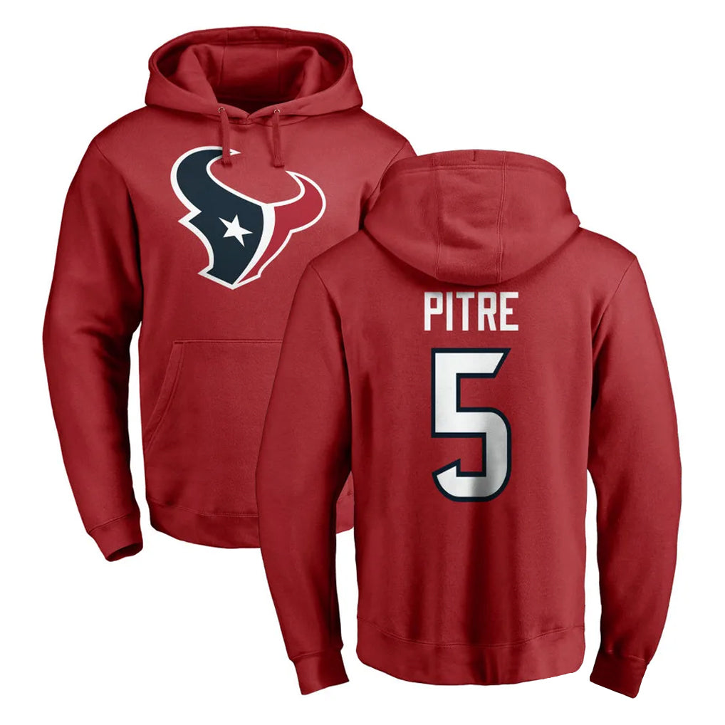 Seanshop H.Texans #5 Jalen Pitre Player Red Pro Line Pullover Hoodie Limited Game Stitched Jerseys