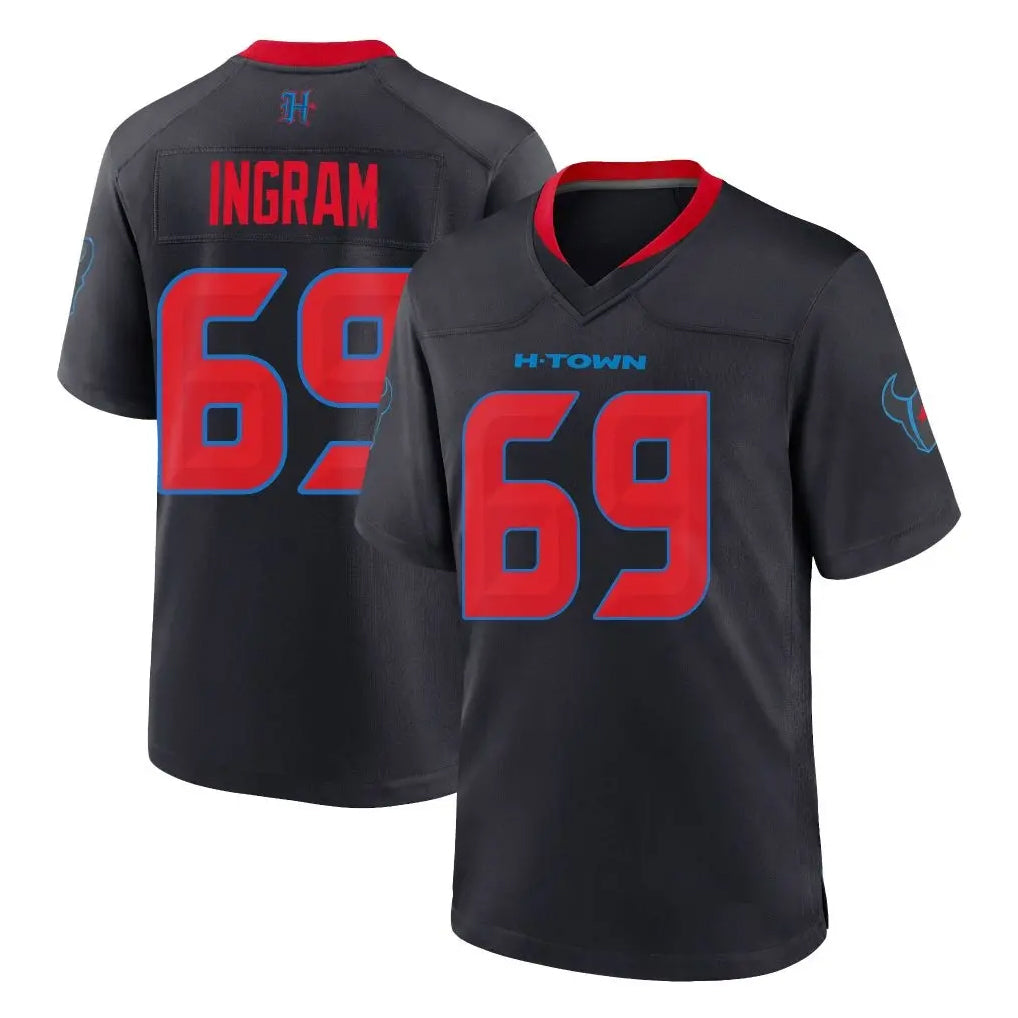 Seanshop H.Texans #69 Ed Ingram Player Navy 2nd Alternate Home Game Stitched Jerseys