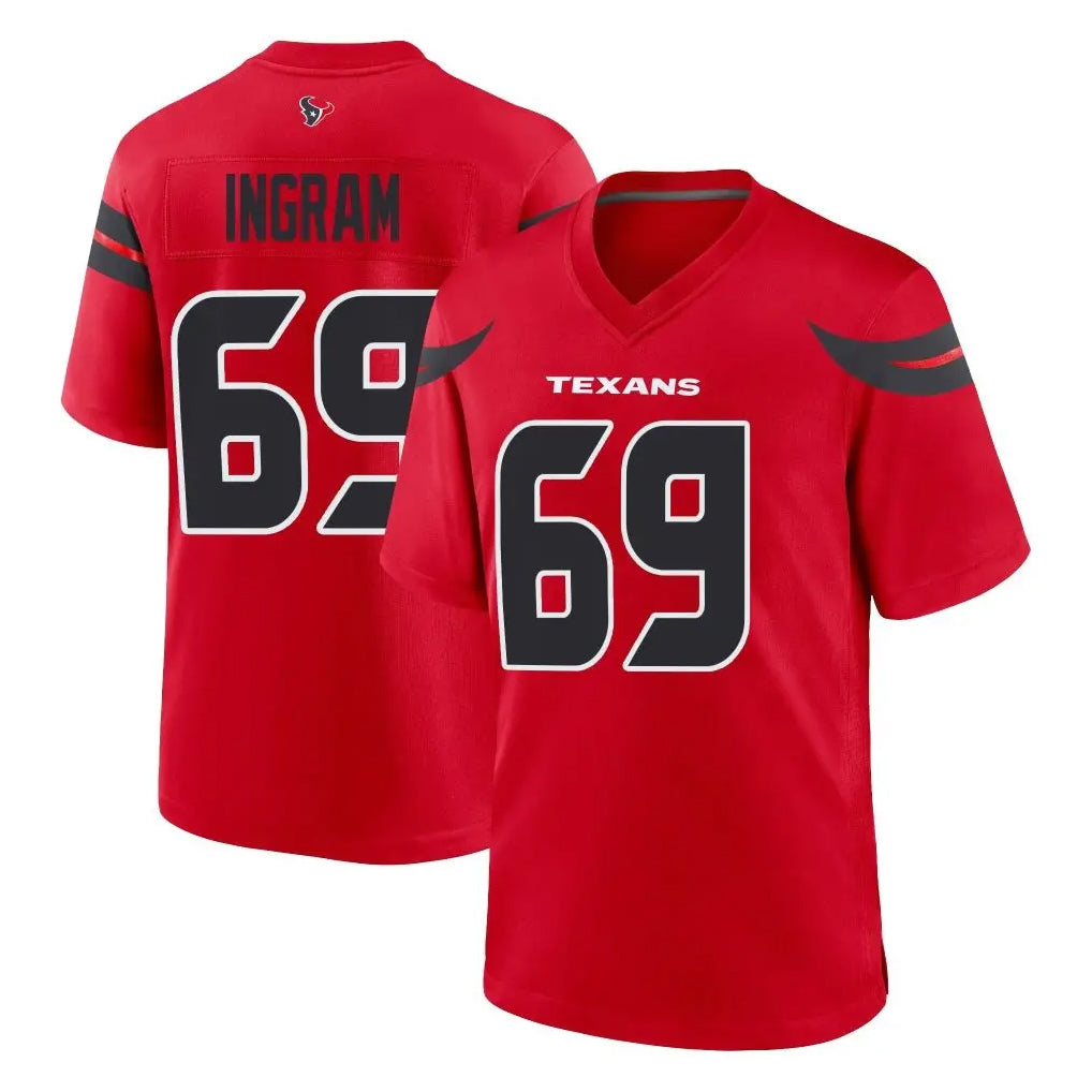 Seanshop H.Texans #69 Ed Ingram Player Red Alternate Home Game Stitched Jerseys