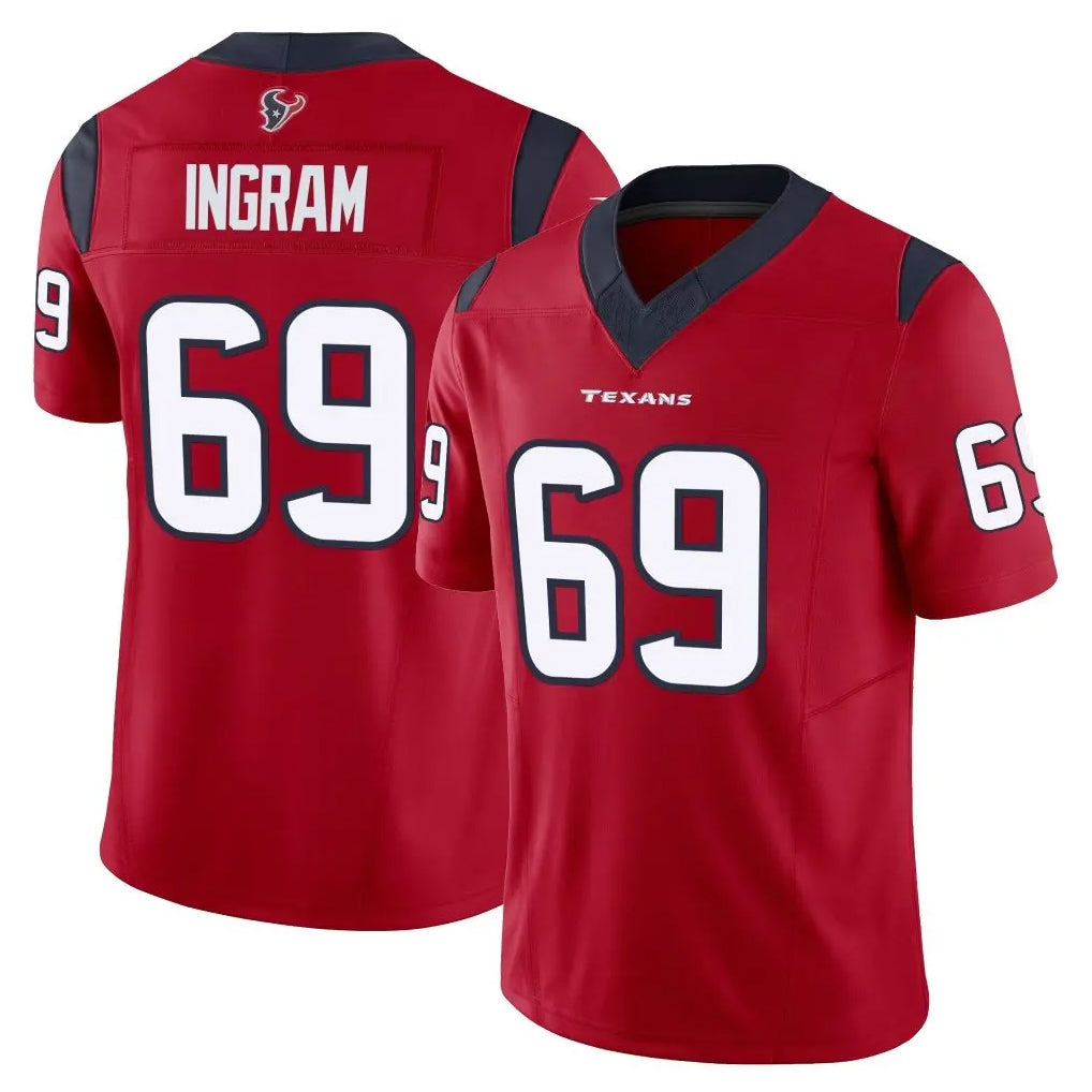 Seanshop H.Texans #69 Ed Ingram Player Red Limited Vapor F.U.S.E. Home Game Stitched Jerseys