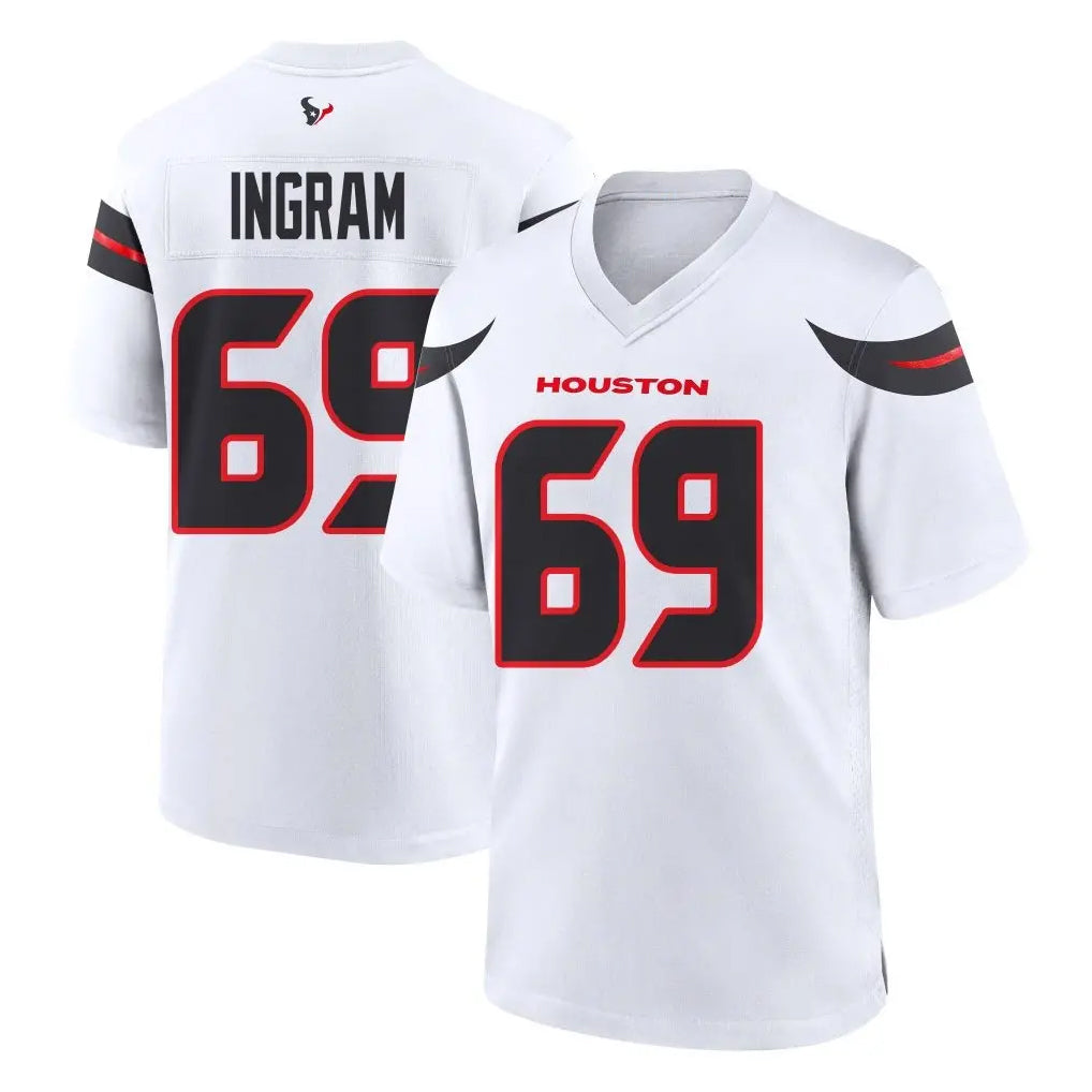 Seanshop H.Texans #69 Ed Ingram Player White Home Game Stitched Jerseys