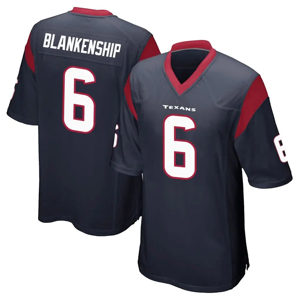 Seanshop H.Texans #6 Reed Blankenship Player Navy Home Game Stitched Jerseys