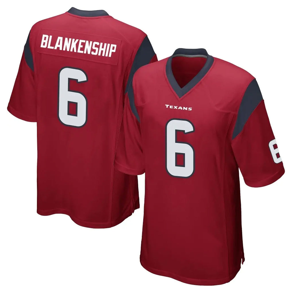 Seanshop H.Texans #6 Reed Blankenship Player Red Home Game Stitched Jerseys