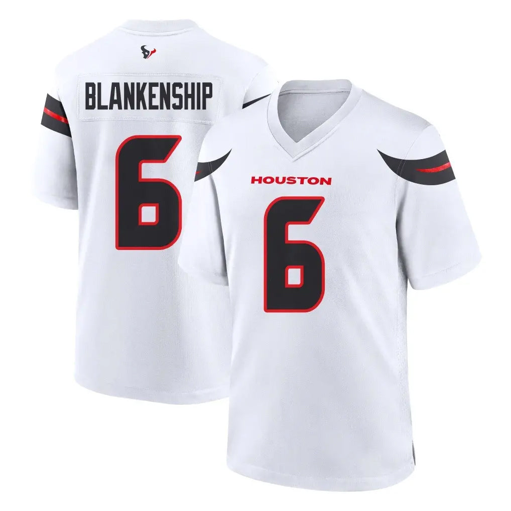 Seanshop H.Texans #6 Reed Blankenship Player White Home Game Stitched Jerseys