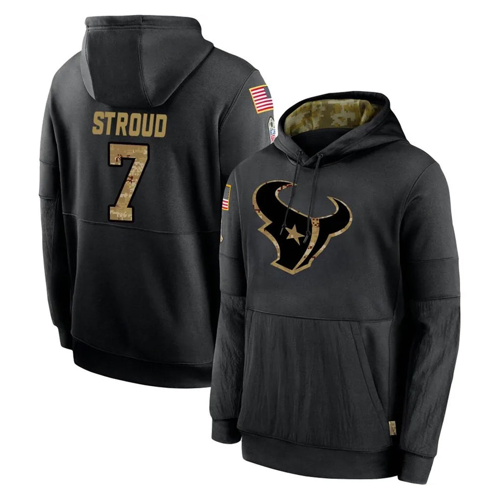 Seanshop H.Texans #7 CJ Stroud Player Black Salute to Service Hoodies Limited Game Stitched Jerseys