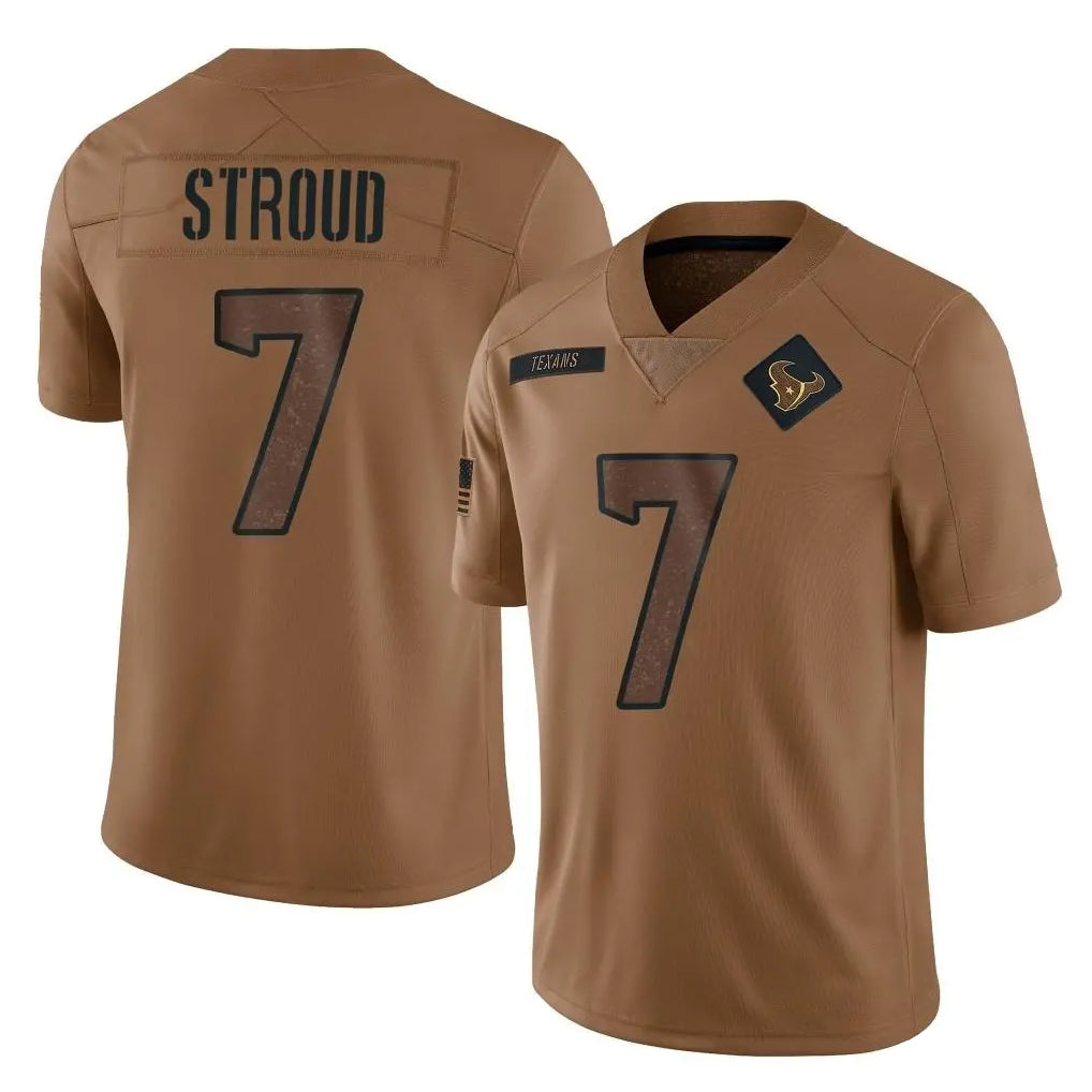 Seanshop H.Texans #7 CJ Stroud Player Brown Salute To Service Limited Stitched Jerseys