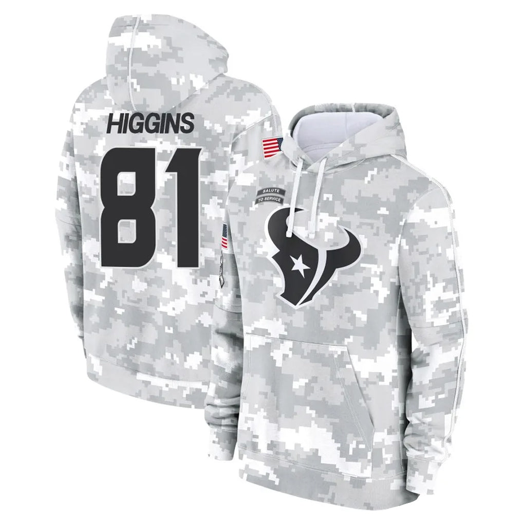 Seanshop H.Texans #81 Jayden Higgins Player Arctic Camo Salute to Service Hoodies Limited Game Stitched Jerseys
