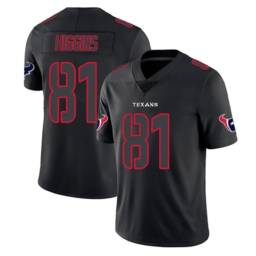 Seanshop H.Texans #81 Jayden Higgins Player Black Fashion Home Game Stitched Jerseys