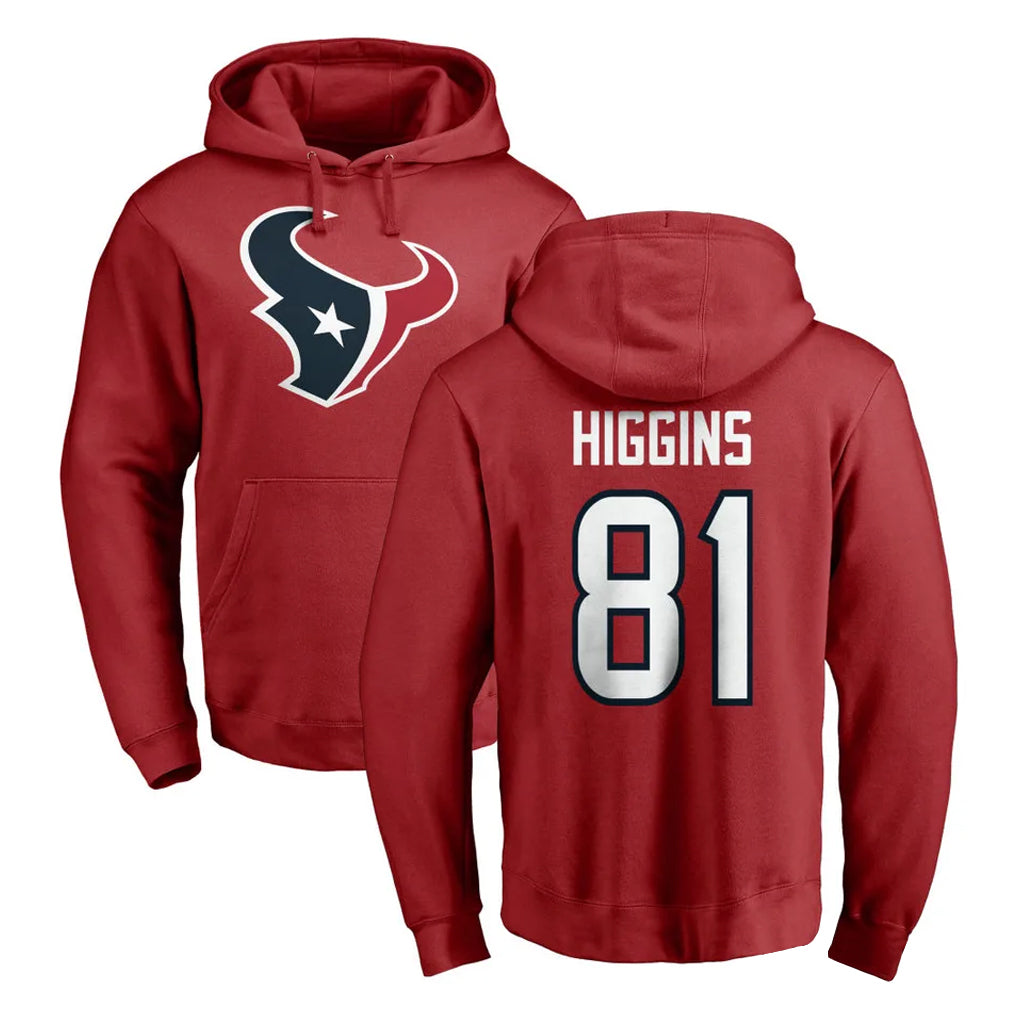 Seanshop H.Texans #81 Jayden Higgins Player Red Pro Line Pullover Hoodie Limited Game Stitched Jerseys