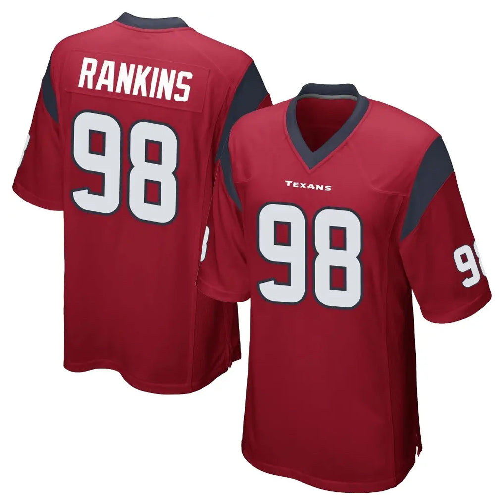 Seanshop H.Texans #98 Sheldon Rankins Player Red Home Game Stitched Jerseys