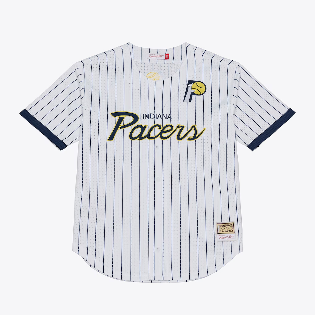 Seanshop I.Pacers Mitchell & Ness White Head Coach Pinstripe Mesh Full-Button Baseball Jerseys
