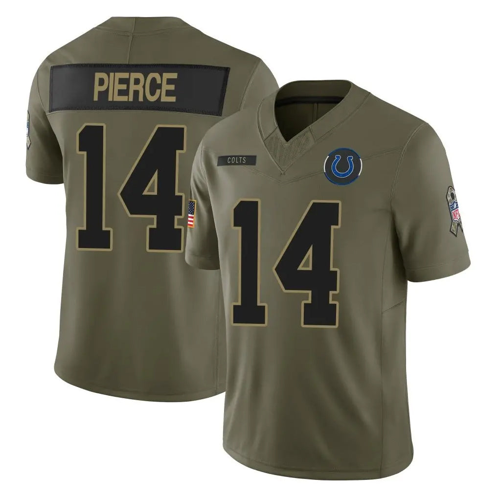 Seanshop IN.Colts #14 Alec Pierce Player Olive 2025 Salute To Service Limited Game Stitched Jerseys