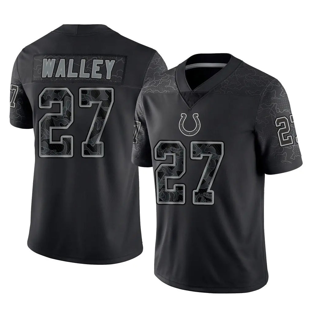 Seanshop IN.Colts #27 Justin Walley Player Black Reflective Limited Game Stitched Jerseys