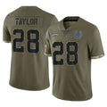 Seanshop IN.Colts #28 Jonathan Taylor Player Olive Salute To Service Limited Stitched Jerseys