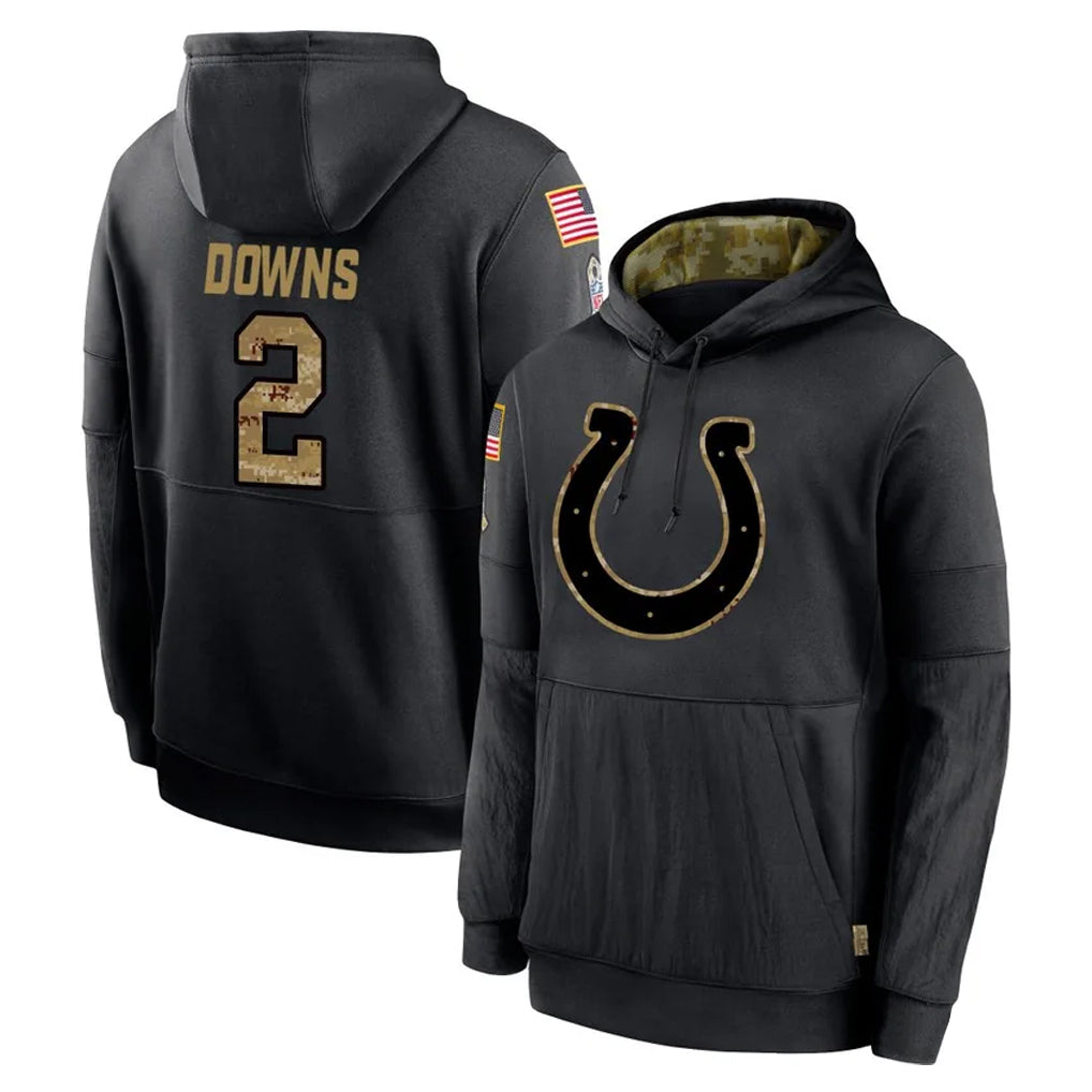 Seanshop IN.Colts #2 Josh Downs Player Black Salute to Service Hoodies Limited Game Stitched Jerseys