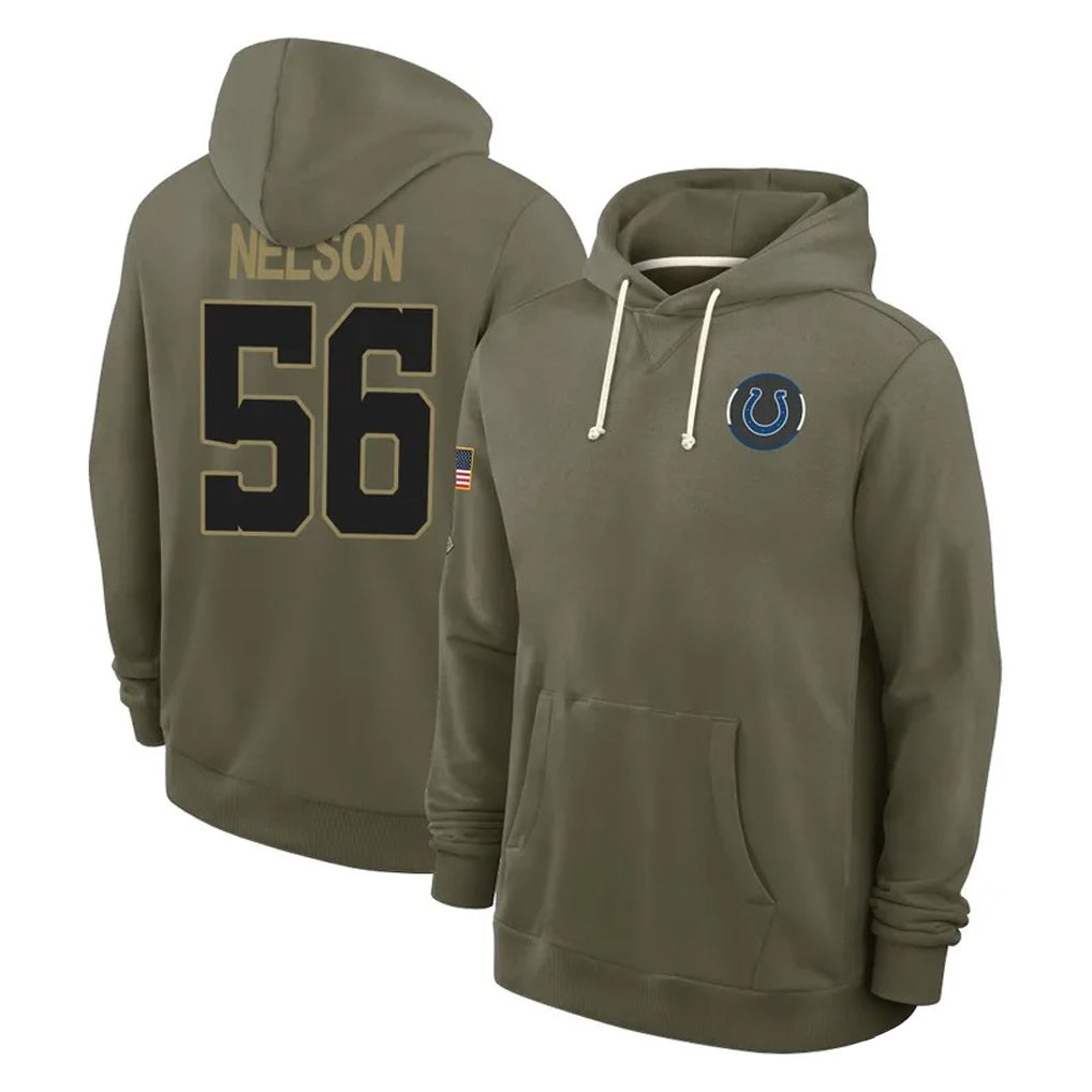 Seanshop IN.Colts #56 Quenton Nelson Player Olive Salute to Service Pullover Hoodies Limited Stitched Jerseys