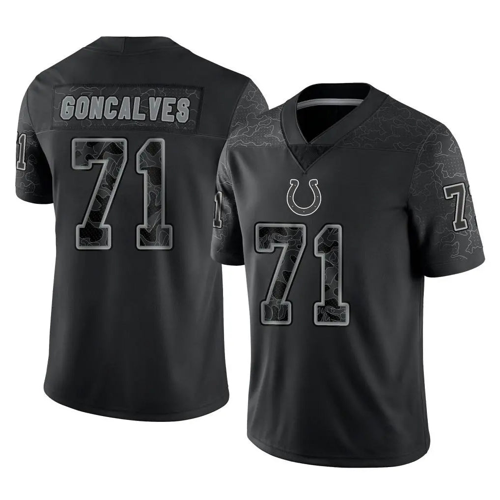 Seanshop IN.Colts #71 Matt Goncalves Player Black Reflective Limited Game Stitched Jerseys