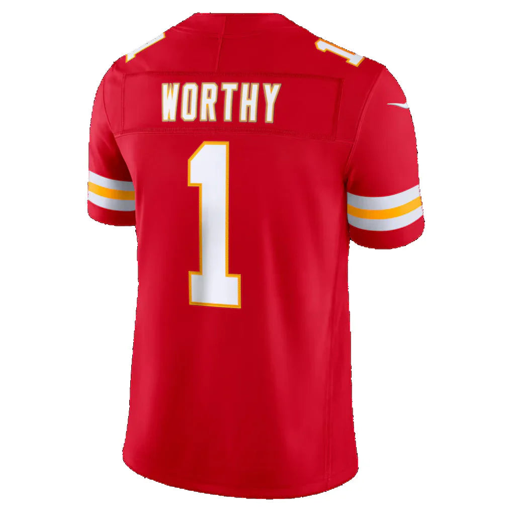 KC.Chiefs #1 Xavier Worthy Red  Team Vapor F.U.S.E. Stitched Limited Stitched Jerseys