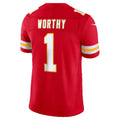 KC.Chiefs #1 Xavier Worthy Red  Team Vapor F.U.S.E. Stitched Limited Stitched Jerseys