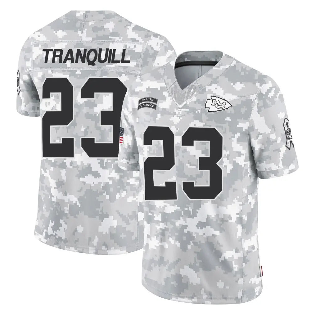Seanshop KC.Chiefs #23 Drue Tranquill Player Arctic Camo Salute To Service Limited Game Stitched Jerseys
