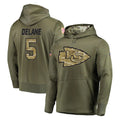 Seanshop KC.Chiefs #5 Mansoor Delane Player Olive Salute to Service Pullover Hoodies Home Game Stitched Jerseys