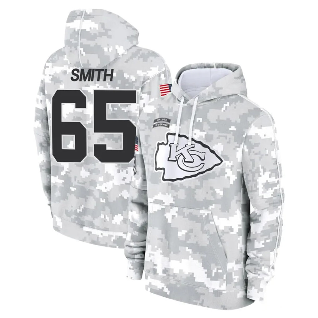 Seanshop KC.Chiefs #65 Trey Smith Player Arctic Camo Salute to Service Hoodies Limited Game Stitched Jerseys
