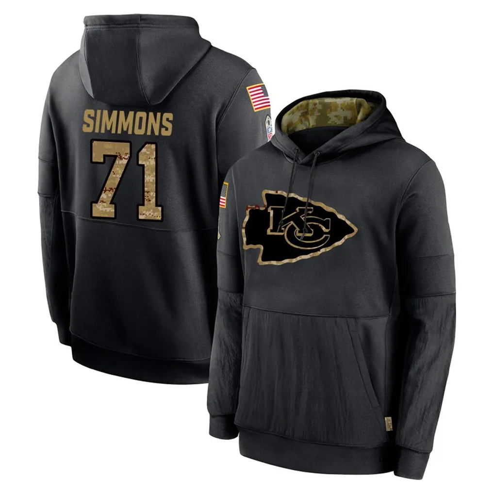 Seanshop KC.Chiefs #71 Josh Simmons Player Black Salute to Service Hoodies Limited Game Stitched Jerseys
