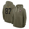 Seanshop KC.Chiefs #87 Travis Kelce Player Olive Salute to Service Pullover Hoodies Limited Stitched Jerseys