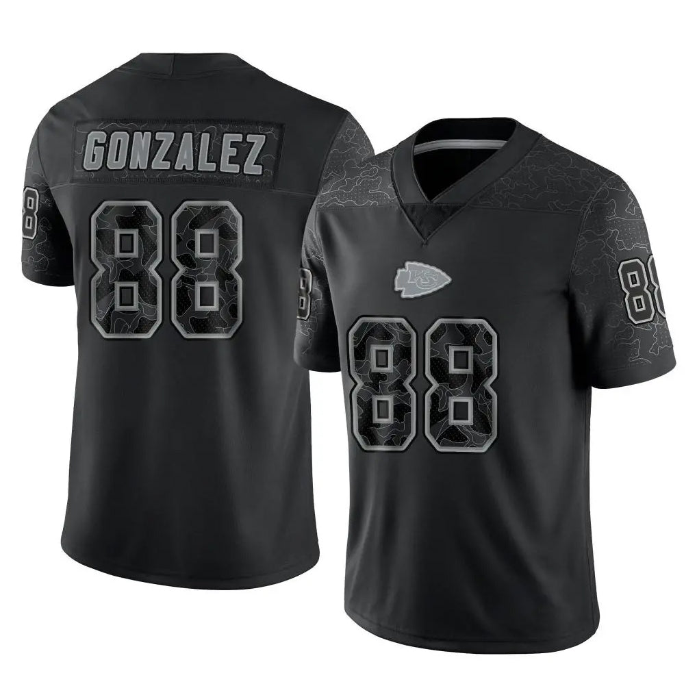 Seanshop KC.Chiefs #88 Tony Gonzalez Player Black Limited Reflective Game Stitched Jerseys