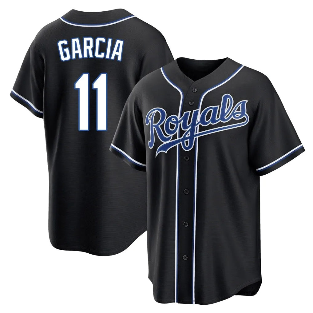 Seanshop KC.Royals #11 Maikel Garcia Player Black Carbon Fashion Home Game Stitched Jerseys