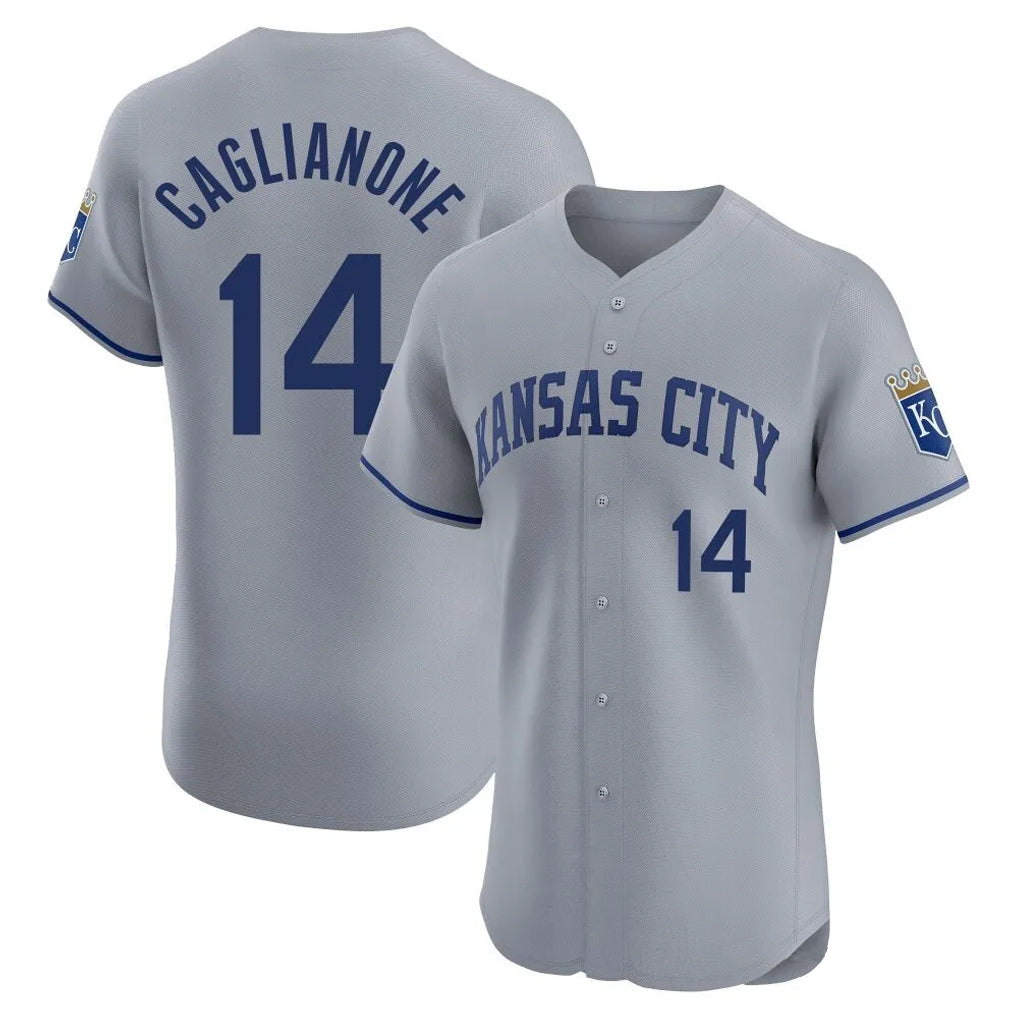 Seanshop KC.Royals #14 Jac Caglianone Player Gray Limited Elite Home Stitched Jerseys