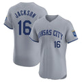 Seanshop KC.Royals #16 Bo Jackson Player Gray Limited Elite Home Stitched Jerseys