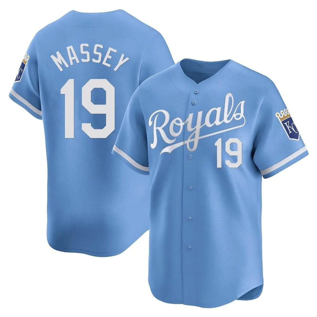 Seanshop KC.Royals #19 Michael Massey Player Light Blue Alt Limited Home Stitched Jerseys