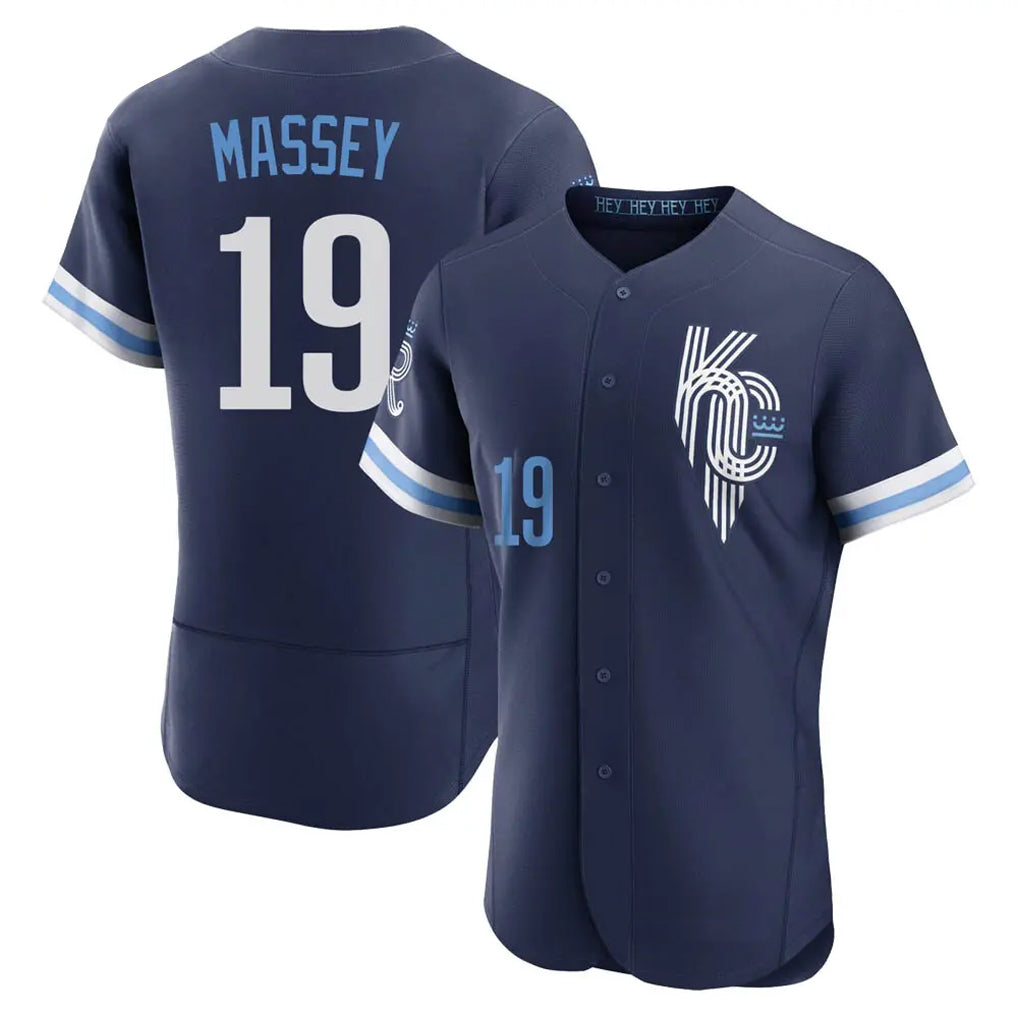 Seanshop KC.Royals #19 Michael Massey Player Navy City Connect Limited Elite Home Stitched Jerseys