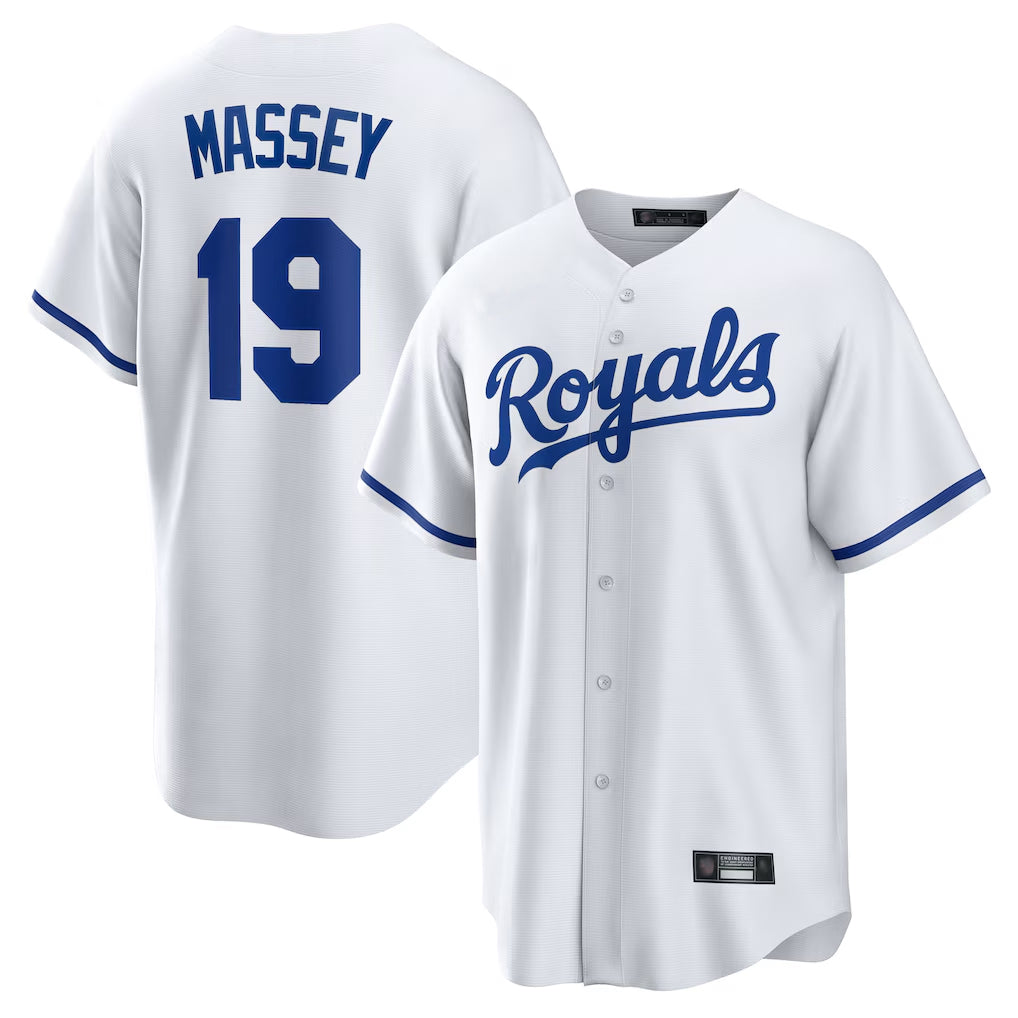 Seanshop KC.Royals #19 Michael Massey Player White Home Game Stitched Jerseys