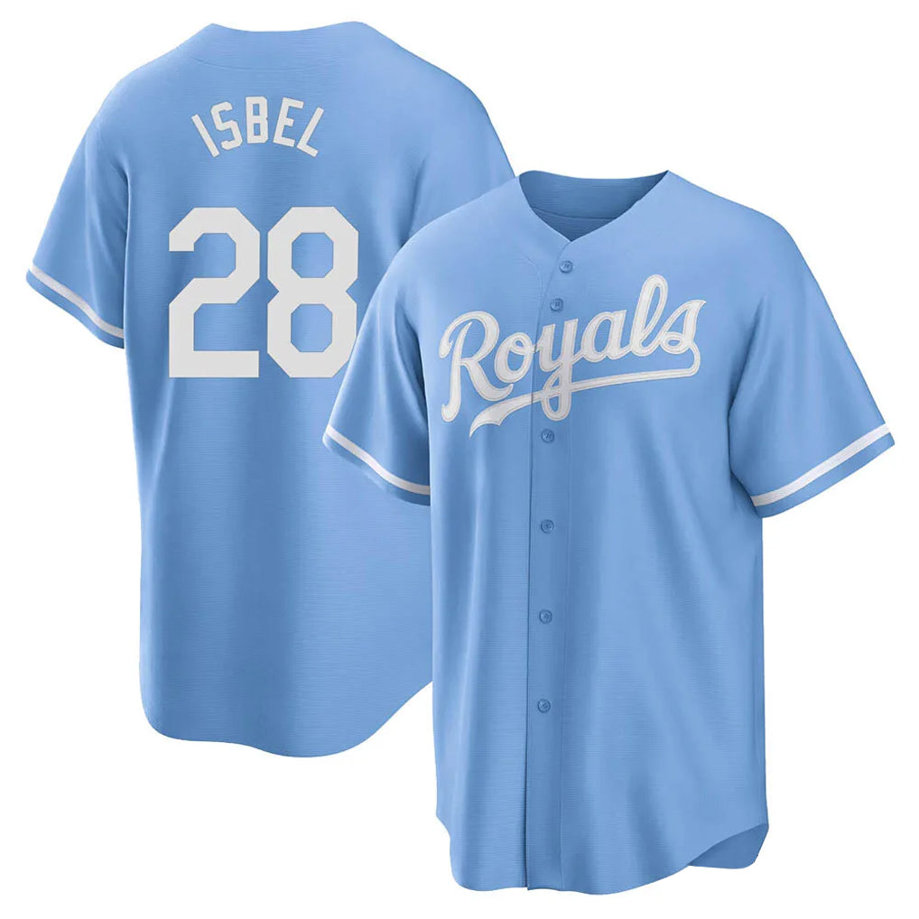 Seanshop KC.Royals #28 Kyle Isbel Player Light Blue Home Game Stitched Jerseys