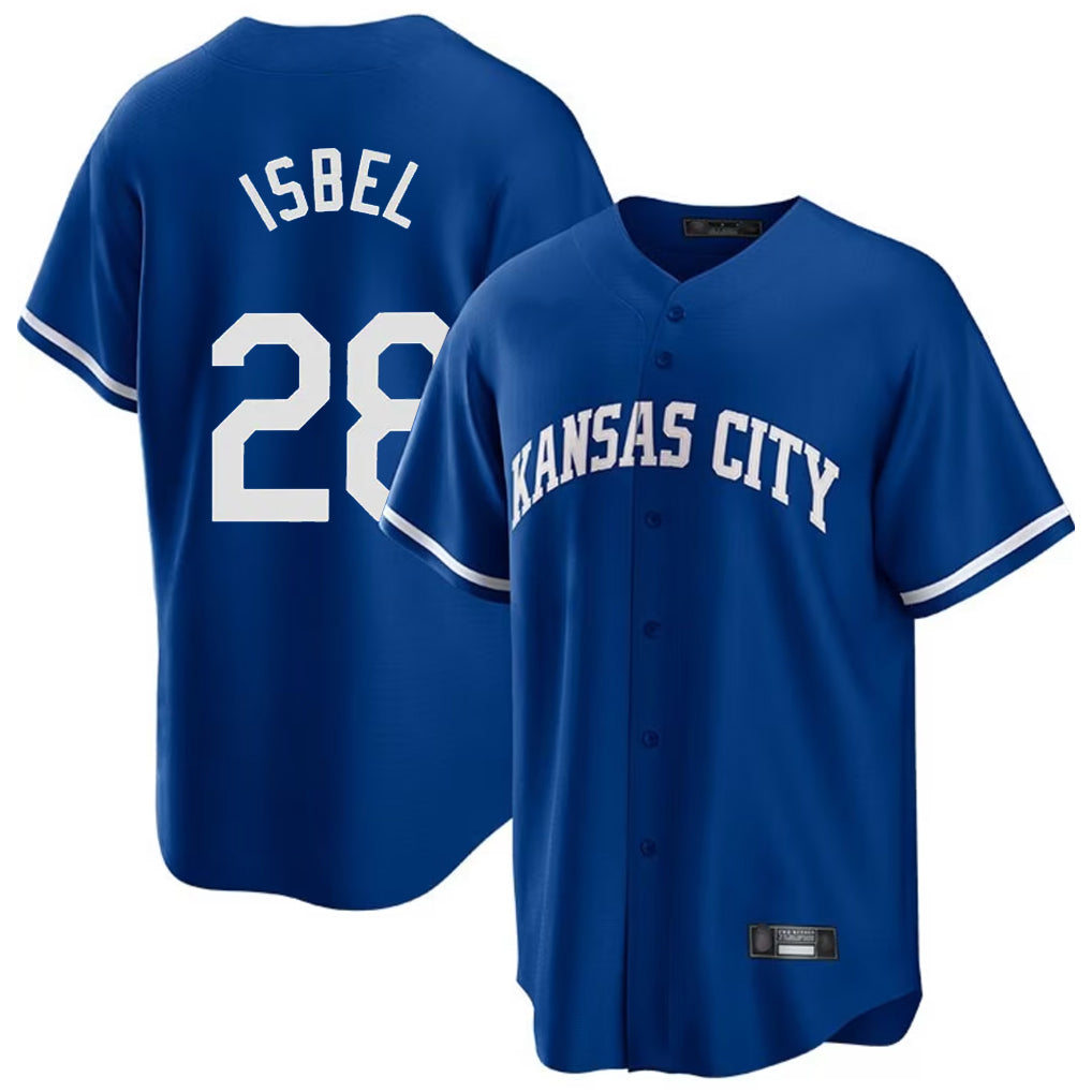 Seanshop KC.Royals #28 Kyle Isbel Player Royal Game Home Stitched Jerseys