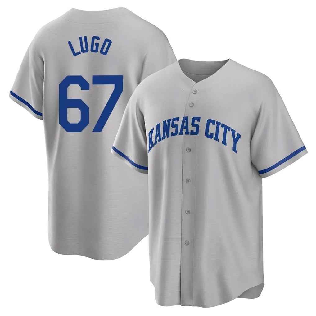 Seanshop KC.Royals #67 Seth Lugo Player Gray Game Home Stitched Jerseys