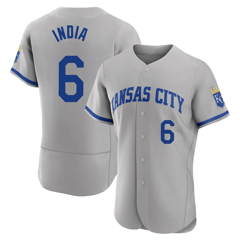 Seanshop KC.Royals #6 Jonathan India Player Gray Limited Elite Home Game Stitched Jerseys