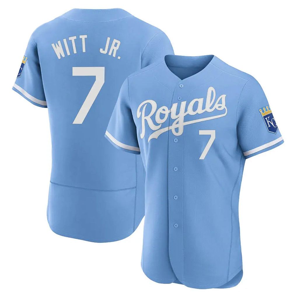 Seanshop KC.Royals #7 Bobby Witt Jr. Player Light Blue Alt Limited Elite Home Stitched Jerseys