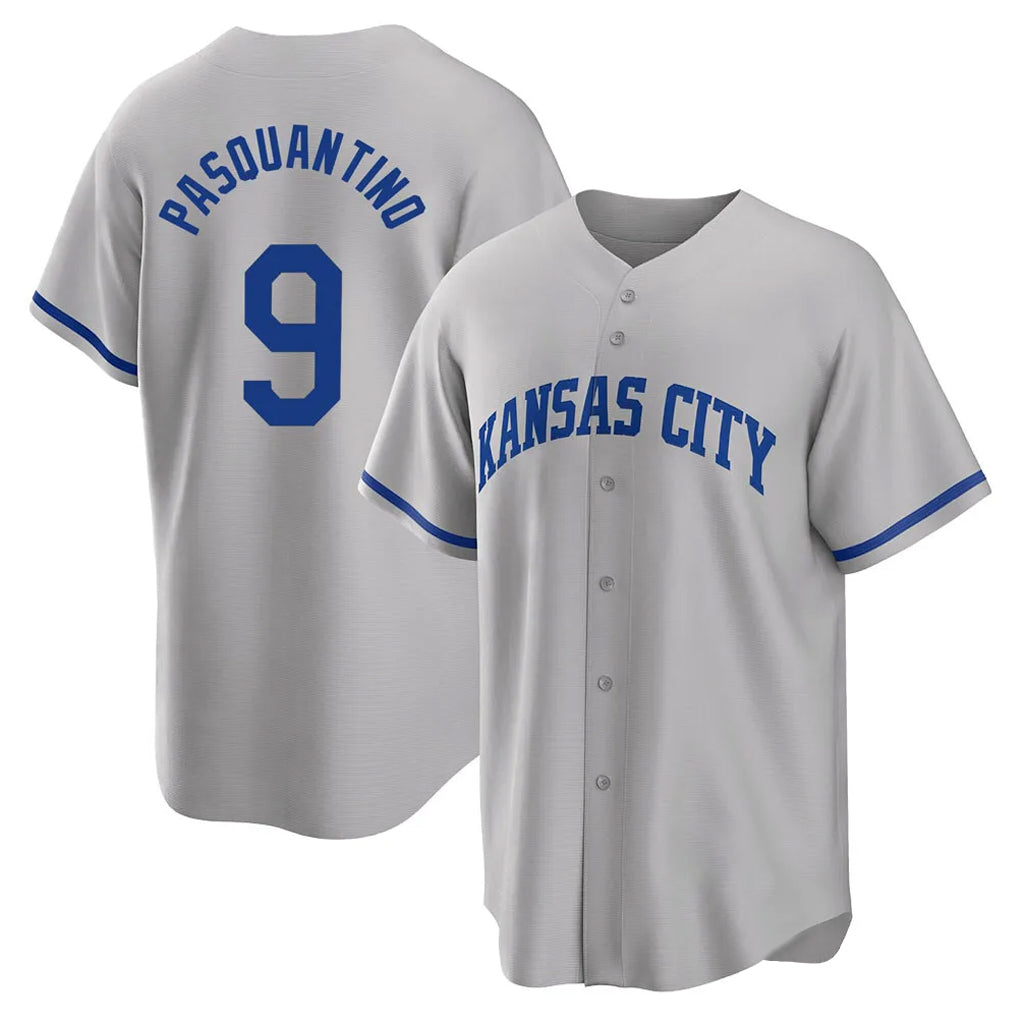 Seanshop KC.Royals #9 Vinnie Pasquantino Player Gray Game Home Stitched Jerseys