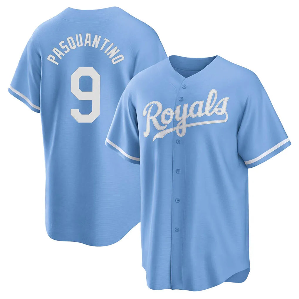 Seanshop KC.Royals #9 Vinnie Pasquantino Player Light Blue Home Game Stitched Jerseys