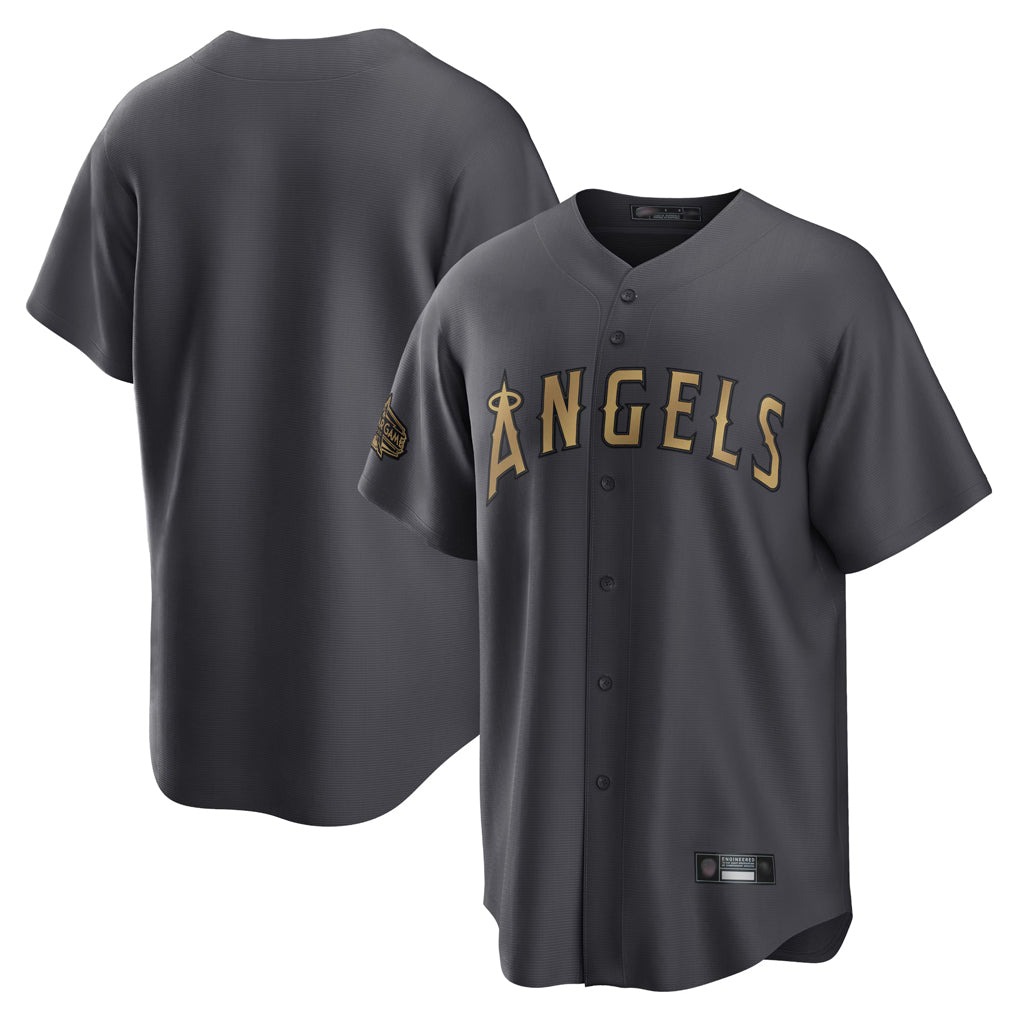 Seanshop LA.Angels Charcoal Game All-Star Blank Player Stitched Jerseys
