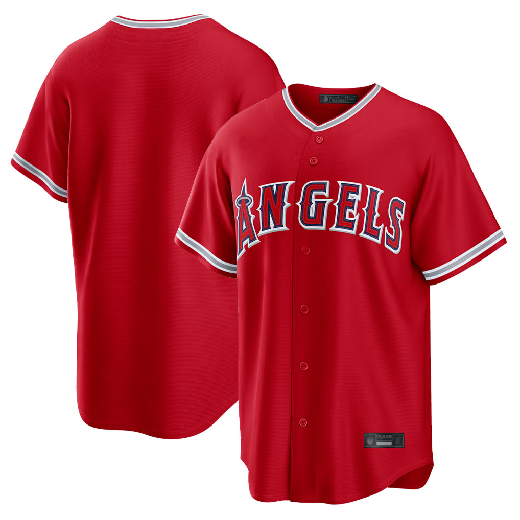 Seanshop LA.Angels Red Home Game Blank Player Stitched Jerseys
