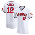 Seanshop LA.Angels #12 Jorge Soler Player White T-shirt Home Limited Elite Stitched Jerseys