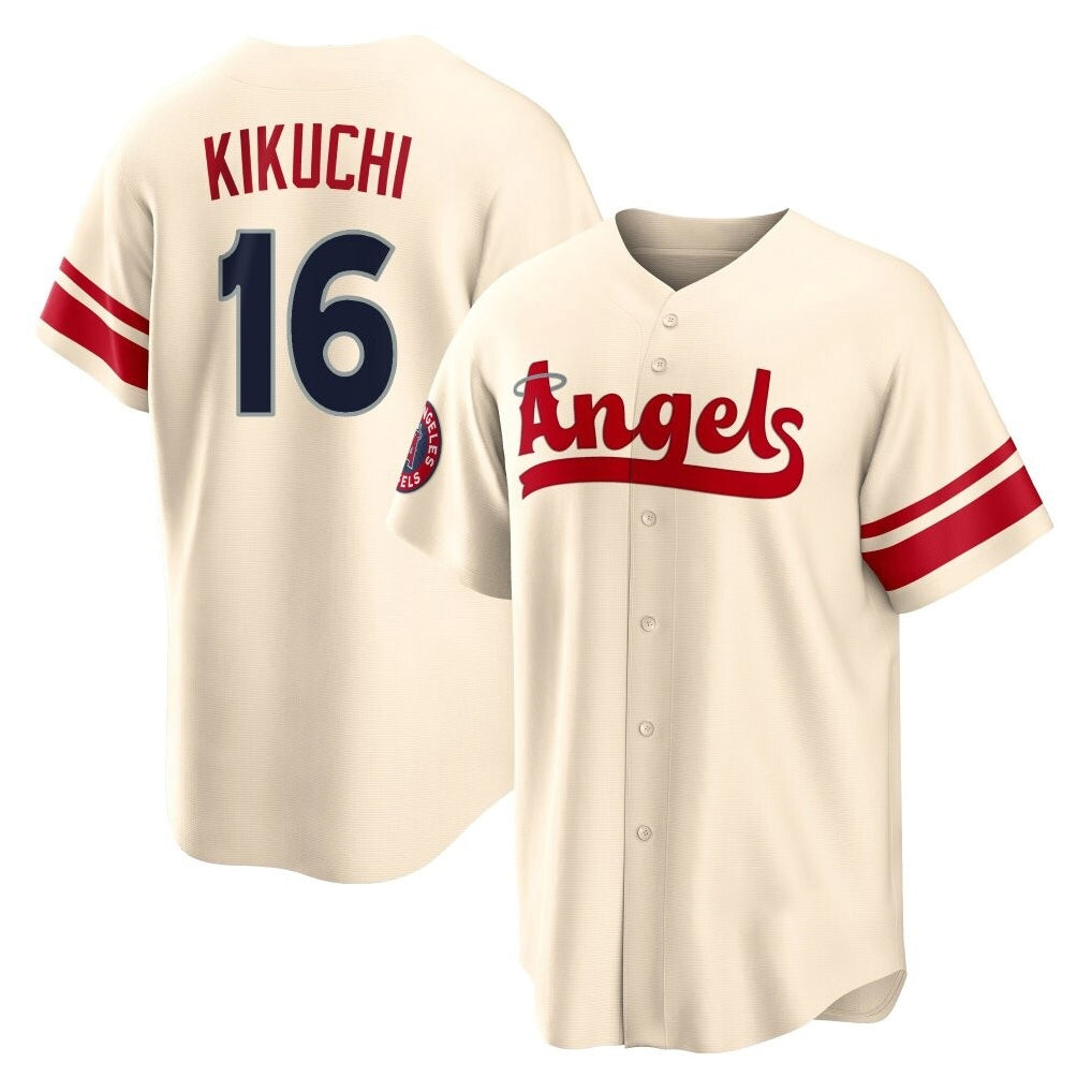 Seanshop LA.Angels #16 Yusei Kikuchi Player Cream City Connect Home Stitched Jerseys