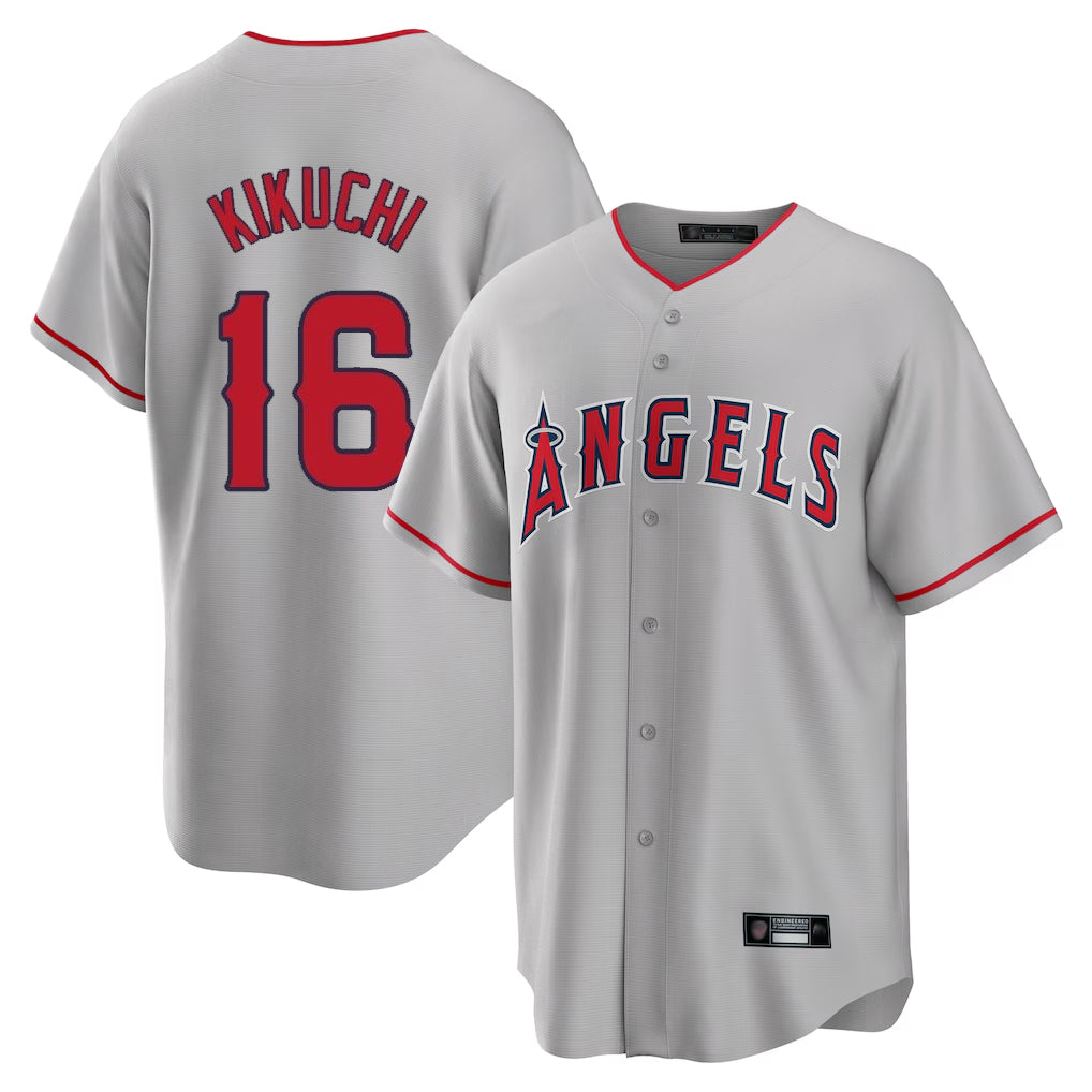 Seanshop LA.Angels #16 Yusei Kikuchi Player Gray Home Game Stitched Jerseys